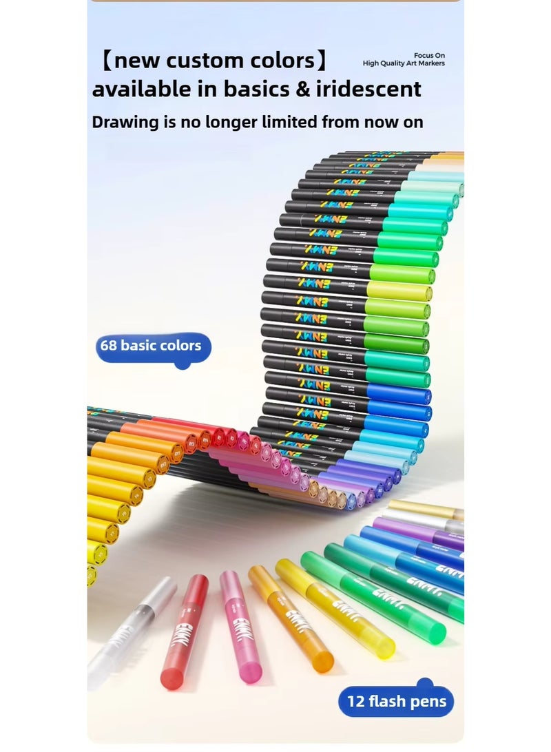 العدو مجموعة أقلام إنمي ماركرز أكريليك سائل براق 80 لون – أقلام رسم أكريليك ذات سن ناعم بألوان متألقة وفلورسنت | حبر سريع الجفاف، غير سام، قابل للغسل على الماء، مثالية للفنون، الرسم، الحرف اليدوية، المدرسة والمكتب | تغطية عالية الكثافة مع تأثيرات براقة ونيون - Image 4